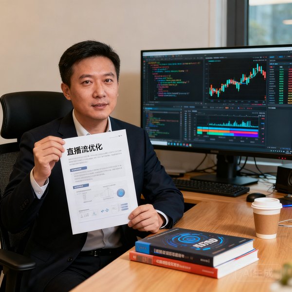 CTO陈峰, 全栈架构师, 负责直播流优化, 面容专注